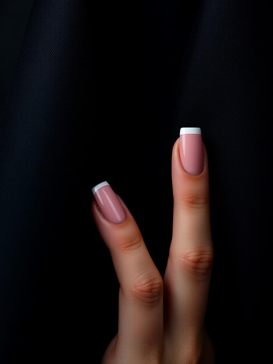French manicure with soft blush tips